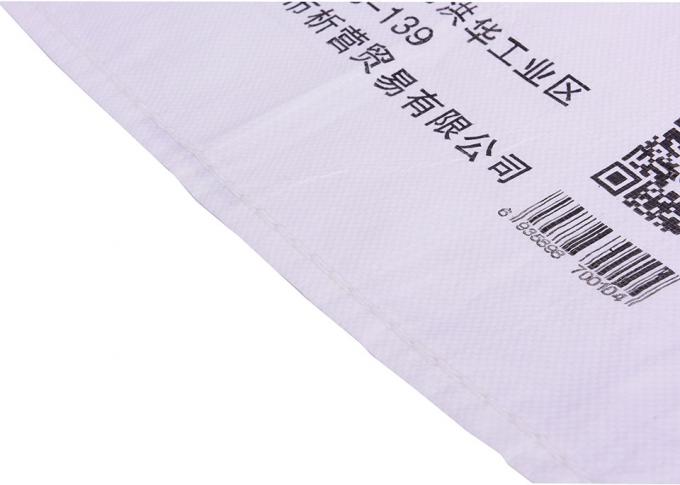 Weiße gesponnene Polypropylen-Taschen mit doppelte Stich-unterem Gravüren-Drucken